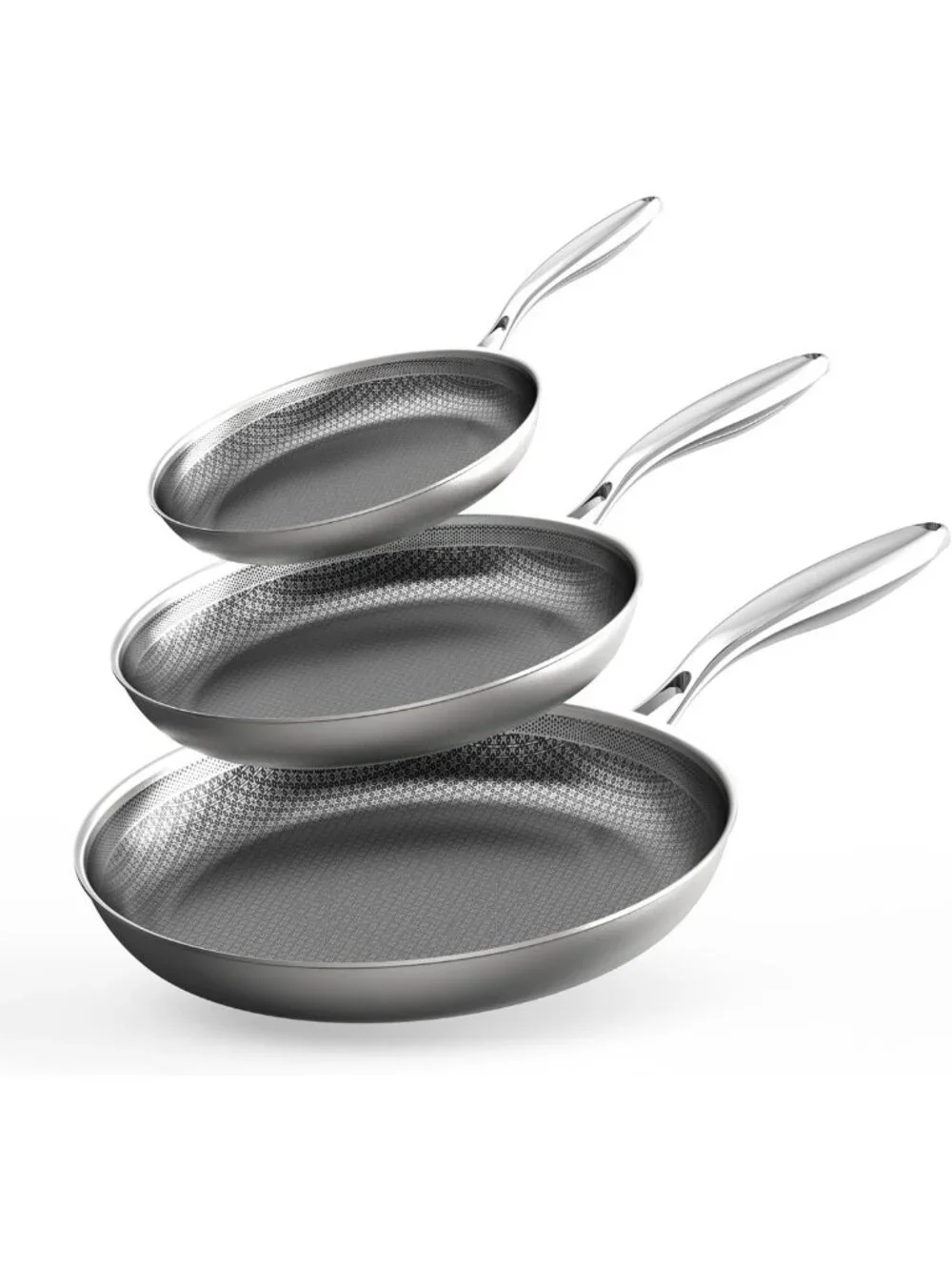 3pc Nonstick Frying Pans Set - Hybrid Cookware, 8